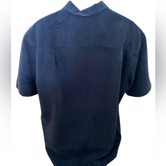 QUIKSILVER Blue Subtle Palm Tree Collared Short Sleeve Shirt Men XL Comfort Fit - Picture 4 of 7